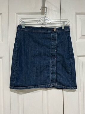 🤎 Ann Taylor Loft Blue Denim Button Front Jean Skirt - Size 2 / 26